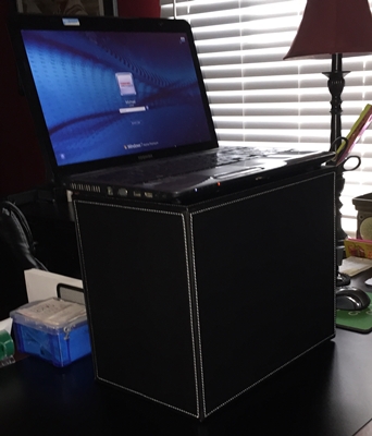 popup desk with laptop